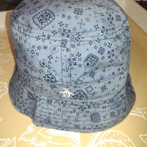 An original penguin M blue bucket hat 100% cotton fabric cute blue design